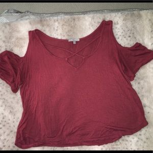 Maroon Cold/Open Shoulder Top